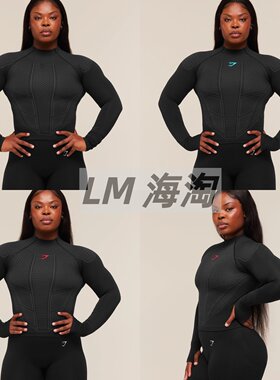 官网代购 GYMSHARK超级英雄ONYX V1长袖健身衣紧身女运动上衣