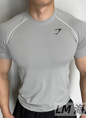 正品代购GYMSHARKVital无缝透气吸汗健身短袖运动修身T恤