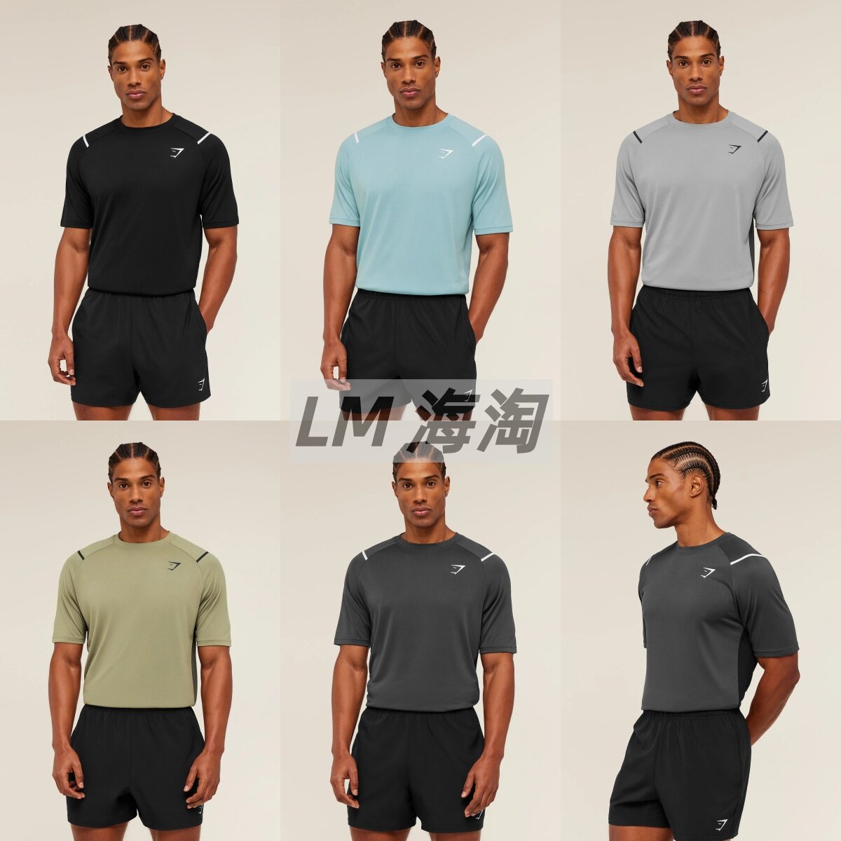 正品现货GYMSHARK Arrival男士速干短袖健身T恤透气吸汗运动上衣