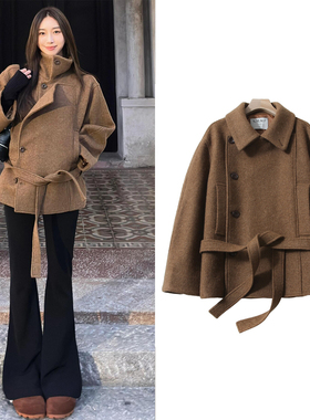 FBB WORKS 年度重磅 金敏喜 lemair*同款翻领绵羊毛呢子大衣外套