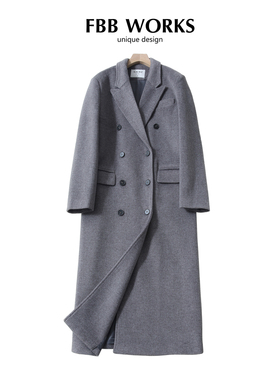 FBB WORKS 高个子气质高级感长款呢子大衣女杂灰色宽松毛呢外套