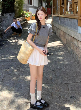 FBB WORKS 「皎月花间」白色a字花苞半身裙女夏季新款小个子短裙