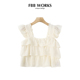 WORKS 柔软天丝短款 宽松纯色雪纺小衫 FBB 女方领无袖 显瘦薄上衣
