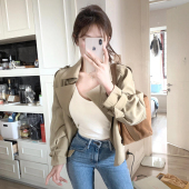 日落韩国卡其色显瘦气质短款 秋款 外套短风衣 WORKS FBB