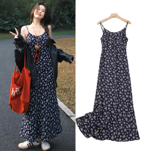 夏花露背度假裙 U领印花连衣裙收腰碎花吊带长裙 WORKS FBB