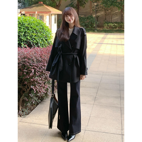FBB WORKS 【巴黎旧梦2.0】经典廓形翻领收腰短款风衣外套女