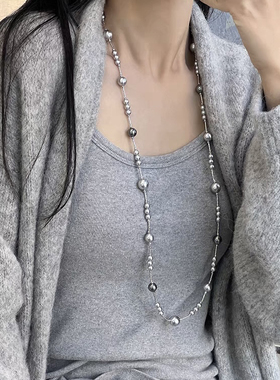 多种戴法满天星真多麻混色错落珍珠毛衣链轻奢小众项链女新中式