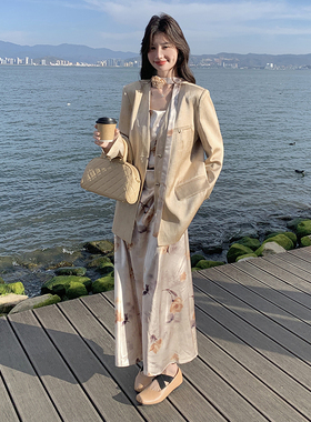 首发新款 春装碎花裙晕染西装套装1905-单裙P125K188套装P265K388