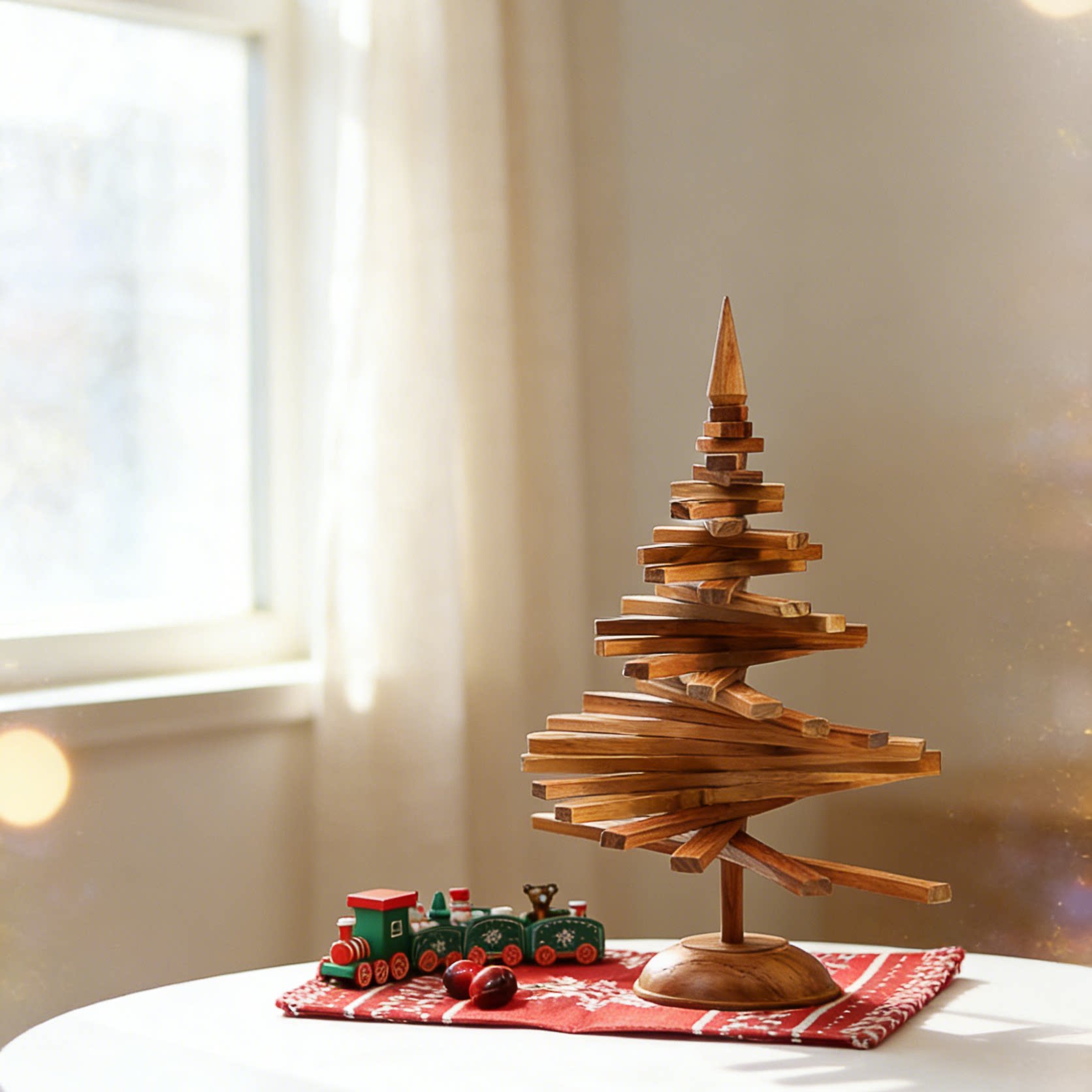 日本mokushin天然柚木圣诞树摆件可转动木条装饰品创意DIY礼物,家居饰品,桌面摆件,淘宝优惠券,粉丝福利购,淘宝优惠卷