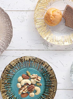 日本Vetro Felice玻璃餐盘设计师款闪光地平线系列餐具水果点心盘