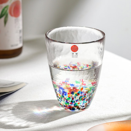 日本进口aderia津轻玻璃手工彩色玻璃杯苹果杯饮料杯水杯酒杯茶杯