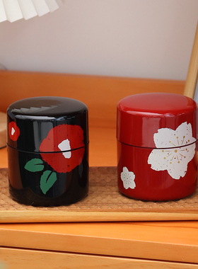 日本进口HAKOYA和风漆器日式茶叶罐樱花梅花咖啡罐ABS树脂茶叶筒
