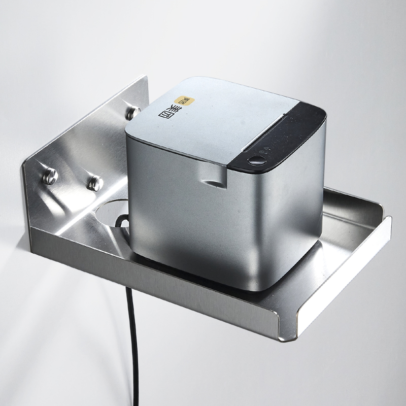 304不锈钢加厚壁挂外卖出票标签打印机架子置物支架托架打孔商用