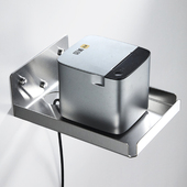 厚304不锈钢外卖出票标签打印机架子悬空小型办公置物架托架打孔