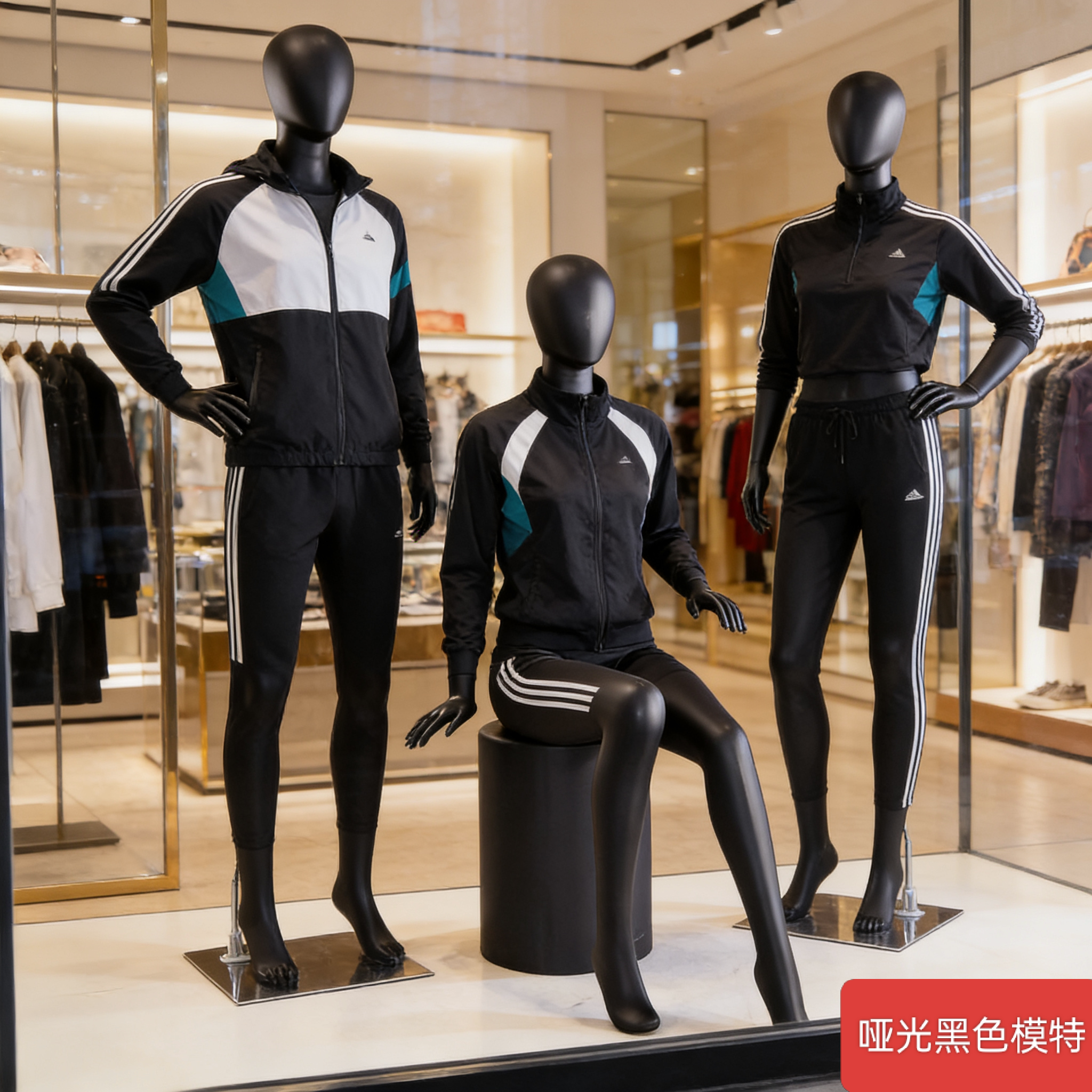 女全身黑色哑光休闲服展示道具商城促销假人架体育用品店内衣婚纱