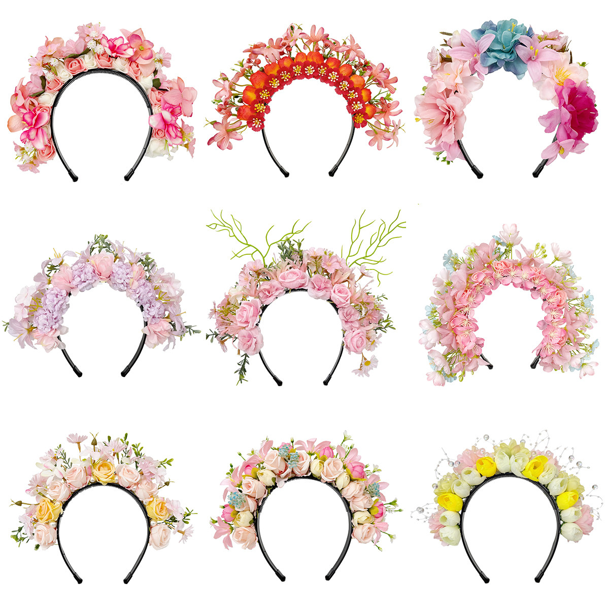 春夏出游甜美簪花发箍带齿防滑森系古风花朵头箍成人头饰少女发卡