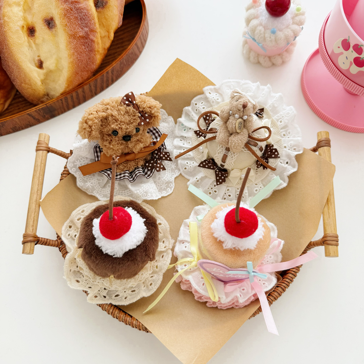 可爱小熊公仔蛋糕造型发夹头饰