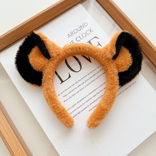 可爱毛绒狮子耳朵发箍卡通头饰少女头箍动物园发饰老虎搞怪发卡