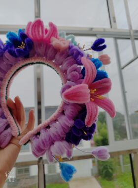 今世簪花今世漂亮扭扭棒手工簪花成品发箍
