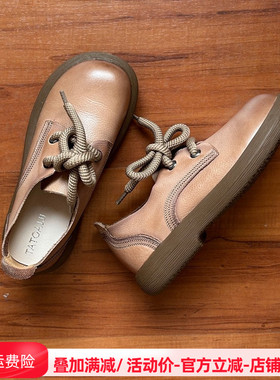英伦风休闲软底乐福鞋牛皮系带厚底小皮鞋 JN3908-21舒适好看