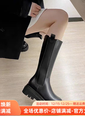 Aee/爱意长靴新款秋冬马丁靴时尚高筒靴加绒粗跟 4120605060