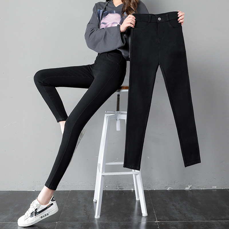 黑色打底裤女外穿春秋新款高腰弹力紧身小个子小脚显瘦铅笔裤新款