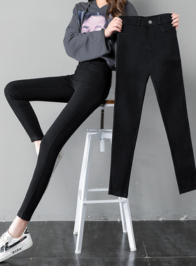 黑色打底裤女外穿春秋新款高腰弹力紧身小个子小脚显瘦铅笔裤新款