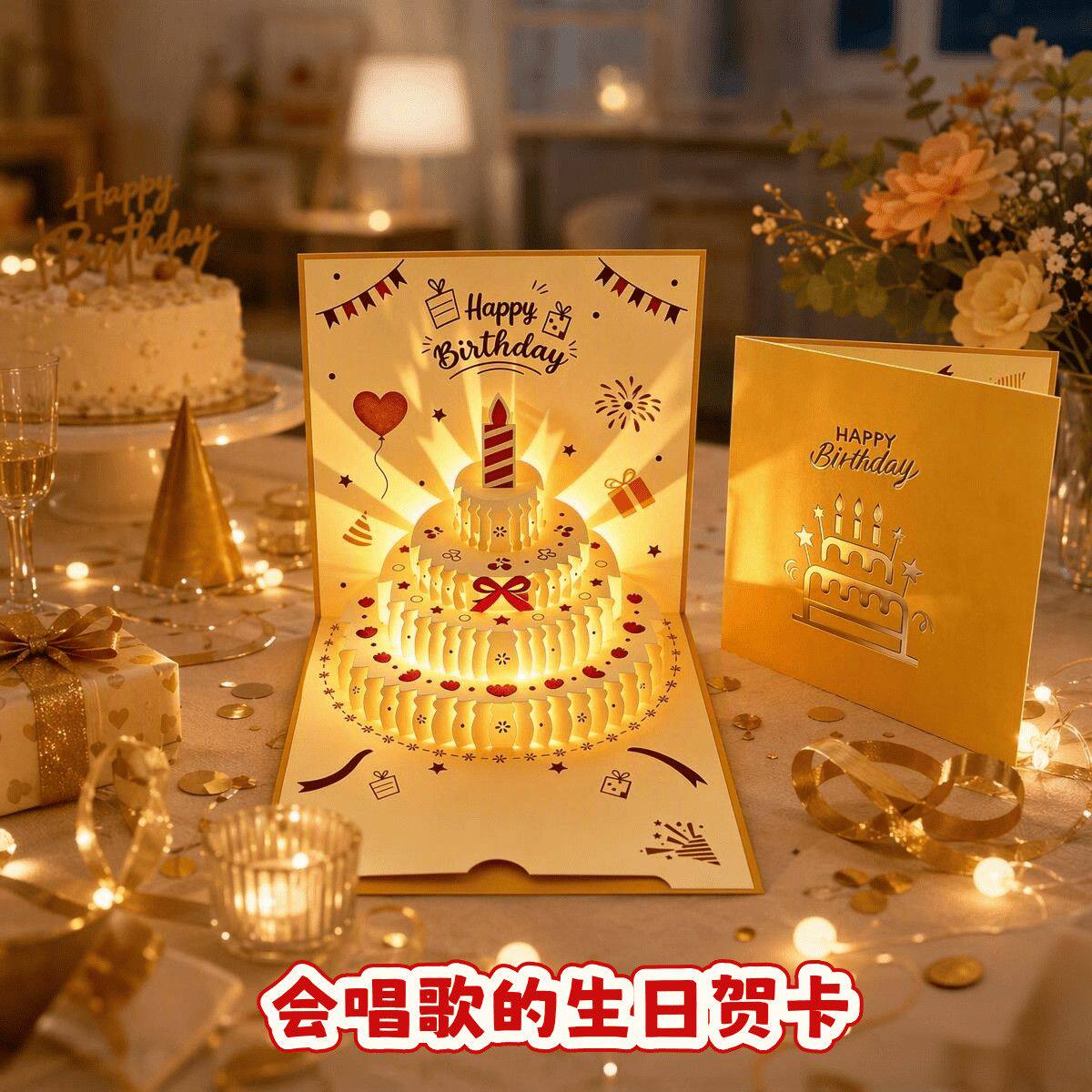 会唱歌灯光立体3d生日可