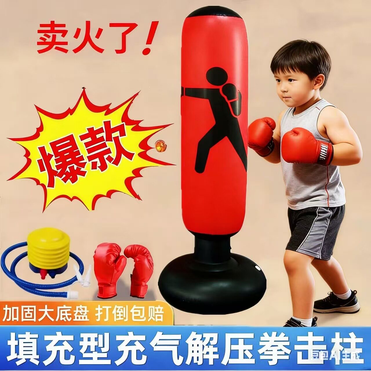 充气拳击柱儿童健身解压