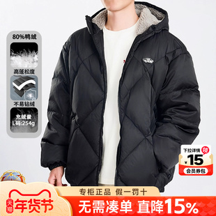 VANS范斯羽绒服男款正品秋冬运动休闲防风保暖连帽黑色面包服外套