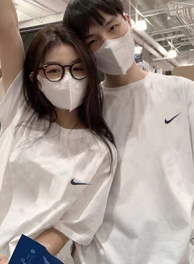 Nike耐克正品情侣装男女短袖纯棉白色宽松休闲运动T恤BV0508-100