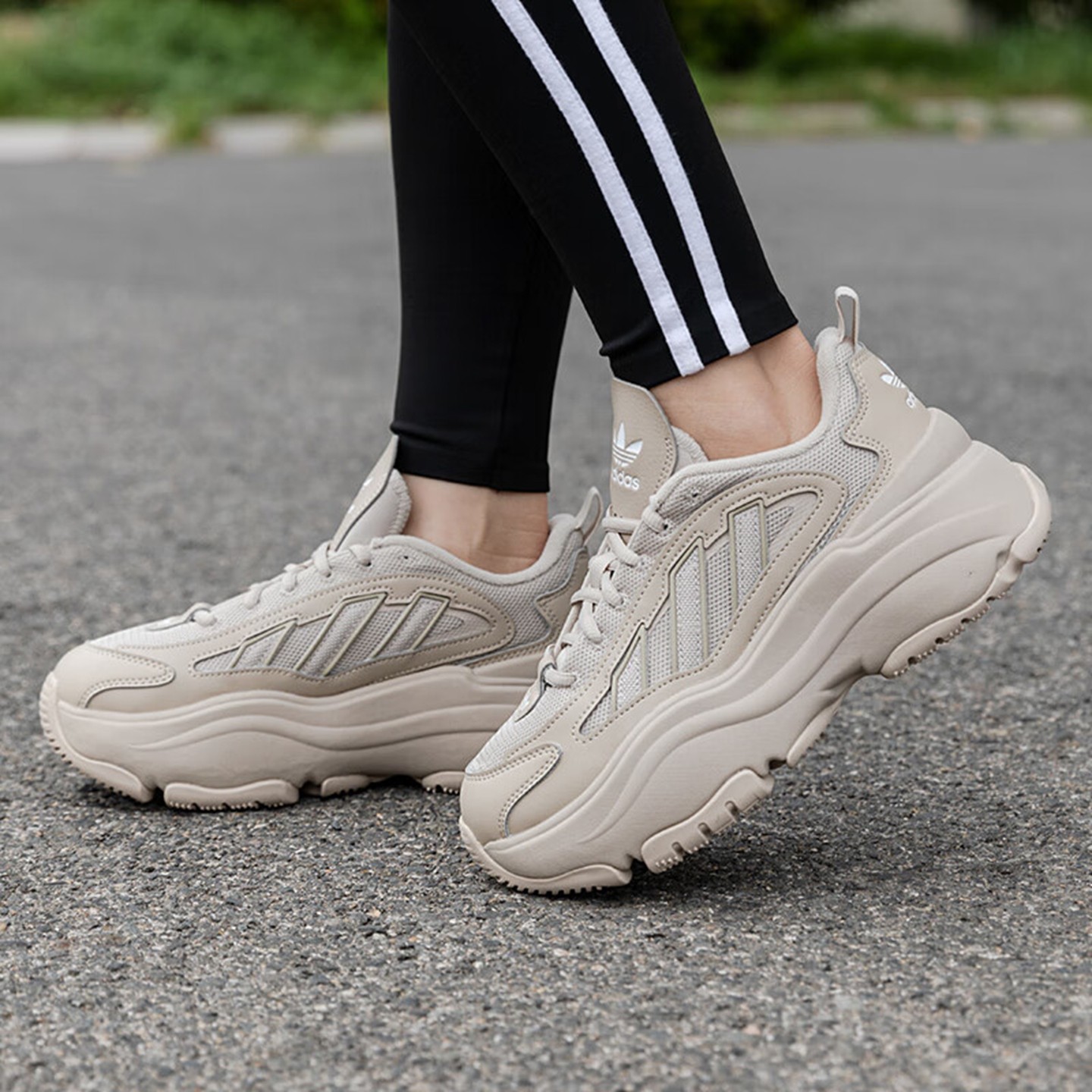 Adidas阿迪达斯三叶草女鞋26新款OZGAIA复古厚底休闲老爹鞋IG6050,运动鞋new,运动休闲鞋,淘宝优惠券,粉丝福利购,淘宝优惠卷