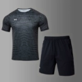 [Quick-Drying Suit] Black Stripes + Black Shorts [Zipper Pocket]