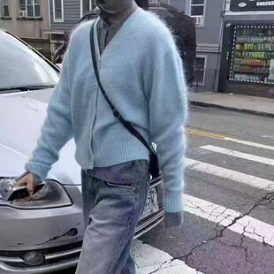 正品现货冬季韩东大门mohhe羊毛羊绒亲肤V领开衫针织外套