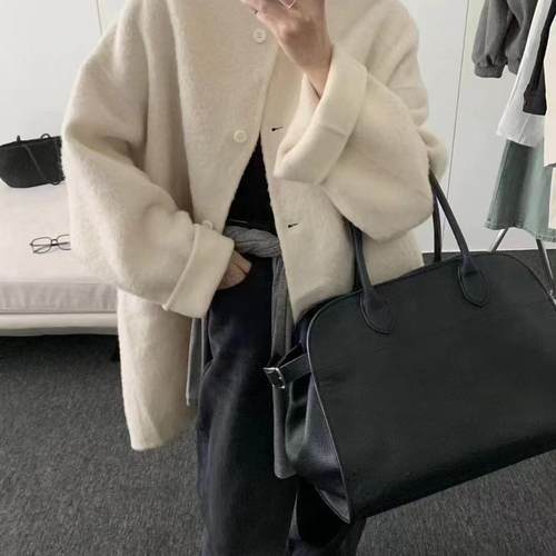 正品现货冬季韩国东大门ROOM圆领苏力羊驼绒baby羊绒毛呢外套