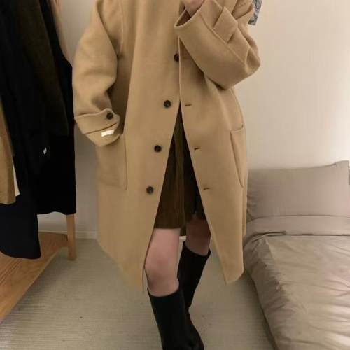 正品现货冬季韩国东大门damber斗篷羊绒羊毛毛呢大衣外套