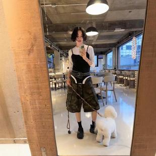 正品现货秋季韩国东大门HELDER飒酷工装迷彩5分裤休闲裤