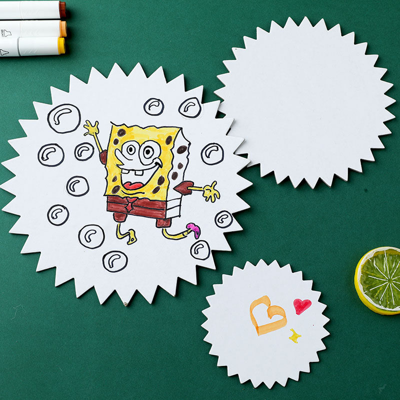 10片装幼儿园齿轮板儿童手绘纸浆白色diy手工空白绘画材料包学生