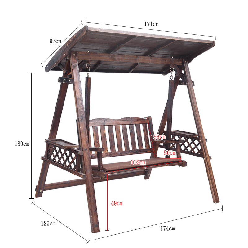 木制实木秋千椅户外花园庭院摇椅防腐木吊椅摇篮椅吊床吊篮荡秋q.