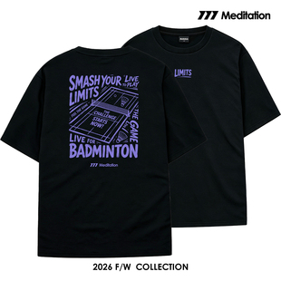 韩国2026秋冬meditation新品羽毛球服短袖男女同款运动速干T恤黑