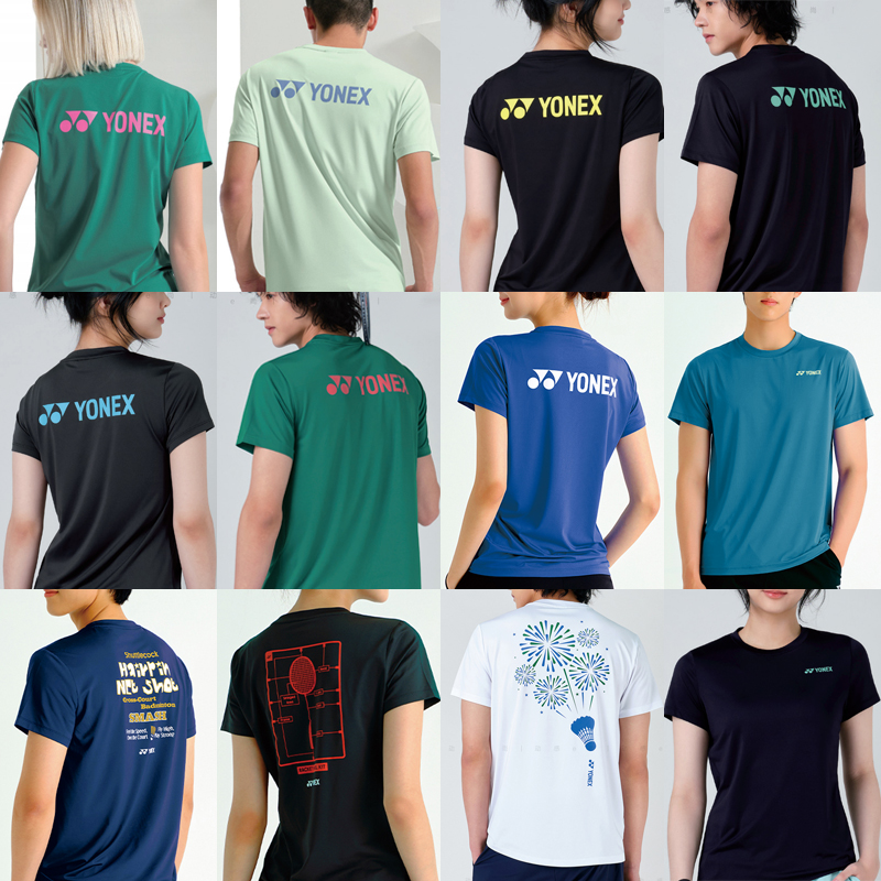 2024秋冬新款YONEX尤尼克斯韩国羽毛球服短袖男女款运动T恤上衣合