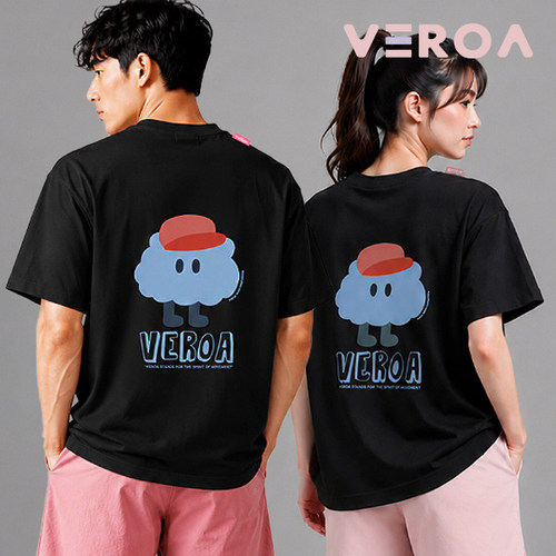 韩国2026秋冬VEROA新品羽毛球服短袖男女同款运动装速干T恤黑白16