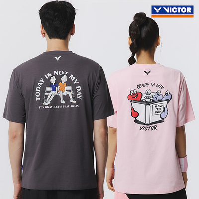 2025秋冬新款VICTOR维克多韩国羽毛球服男女同款运动休闲短袖T恤4