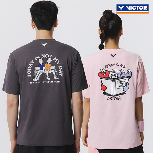 2025秋冬新款VICTOR维克多韩国羽毛球服男女同款运动休闲短袖T恤4
