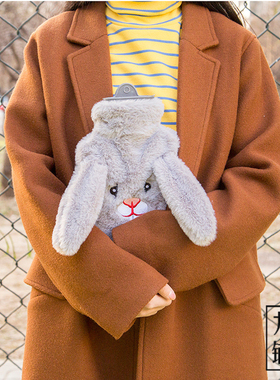 bentoy可爱动物兔子猫咪暖水袋 毛绒加厚热水袋 学生布偶暖手袋