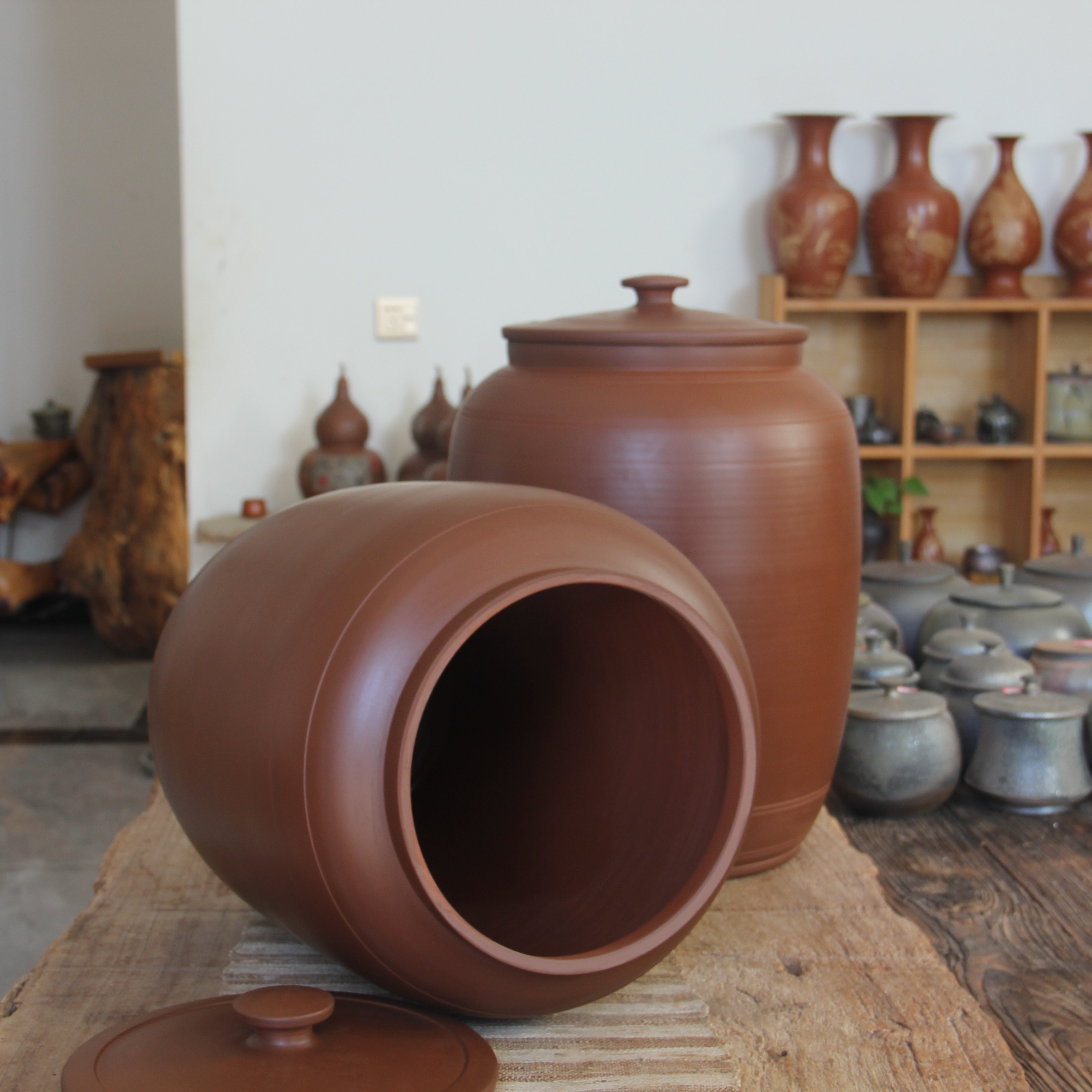 21饼缸 云南建水紫陶2500克散茶缸 素雅防潮聚香存茶罐20公斤米缸,餐饮具,茶叶罐,淘宝优惠券,粉丝福利购,淘宝优惠卷