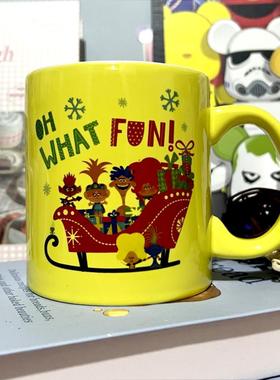 美国进口可爱卡通丑娃魔发精灵陶瓷马克杯咖啡杯周边水杯醒目黄色