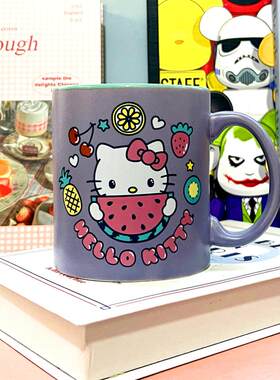 现货HelloKitty凯蒂猫磨砂高级感陶瓷马克杯可爱女生水杯咖啡杯