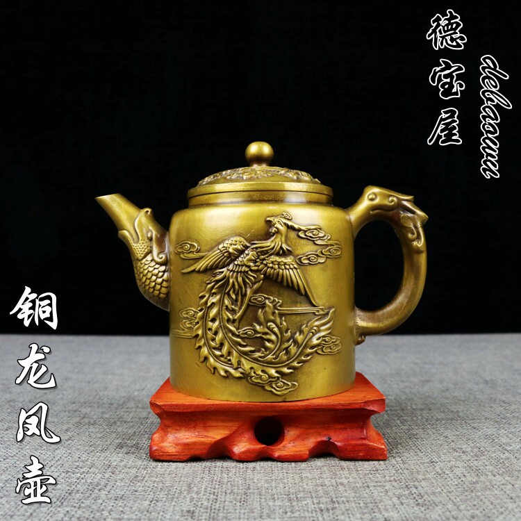 纯铜酒壶茶壶茶道龙凤壶桌面摆放