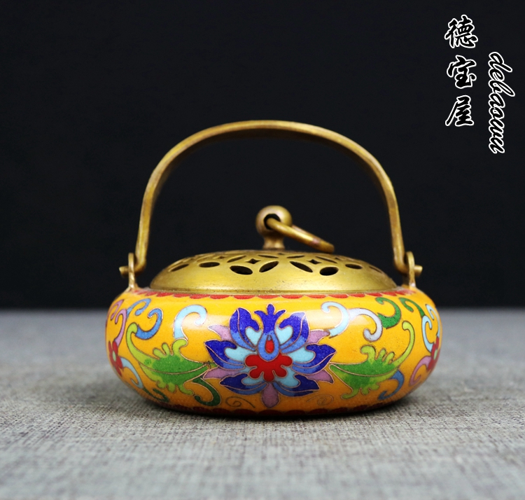 仿古家用纯铜景泰蓝摆件暖手炉